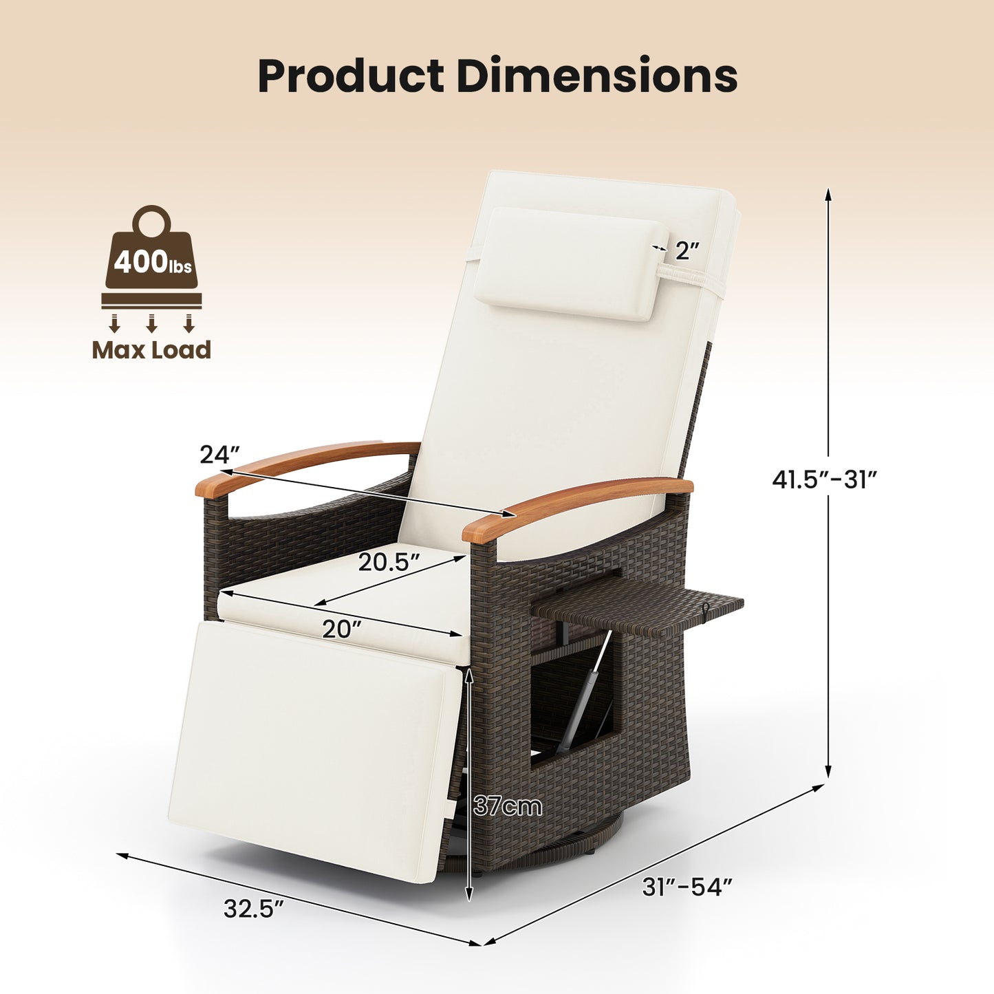 360° Swivel Recliner Chair with Adjustable Backrest & Footrest