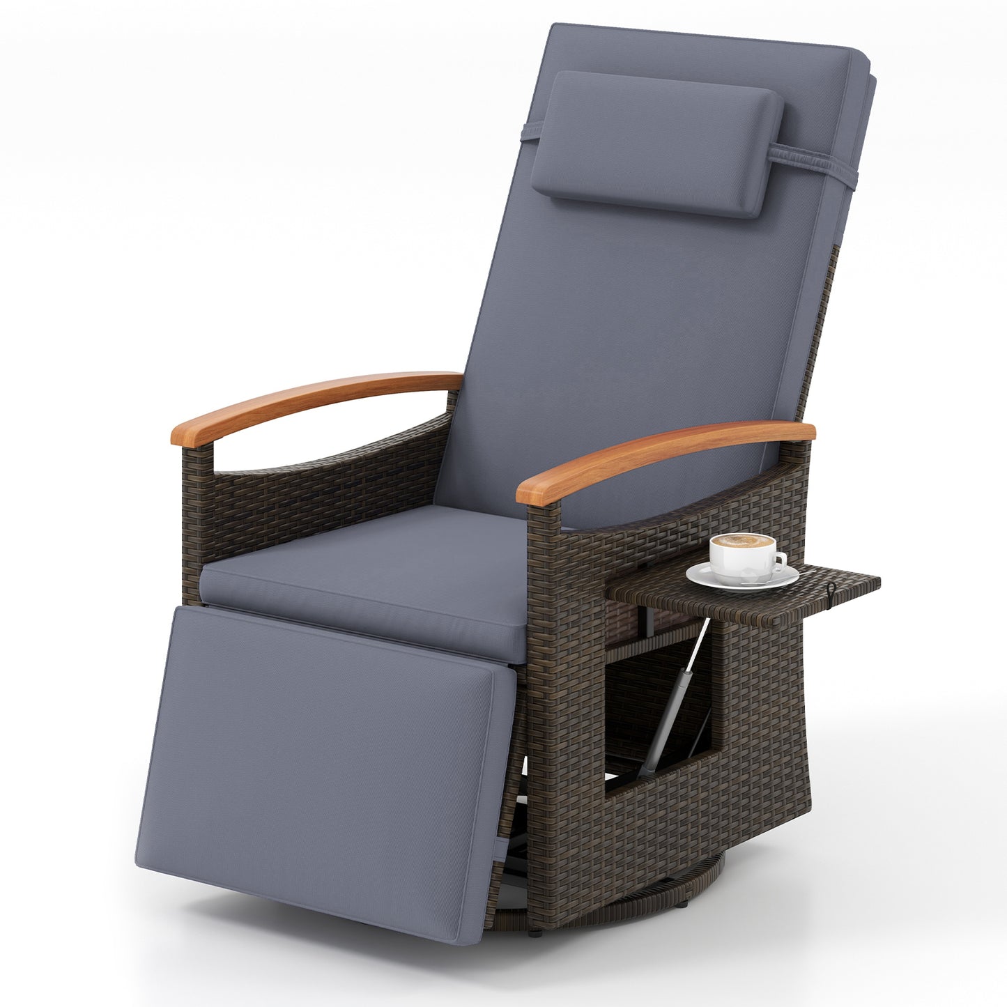 360° Swivel Recliner Chair with Adjustable Backrest & Footrest