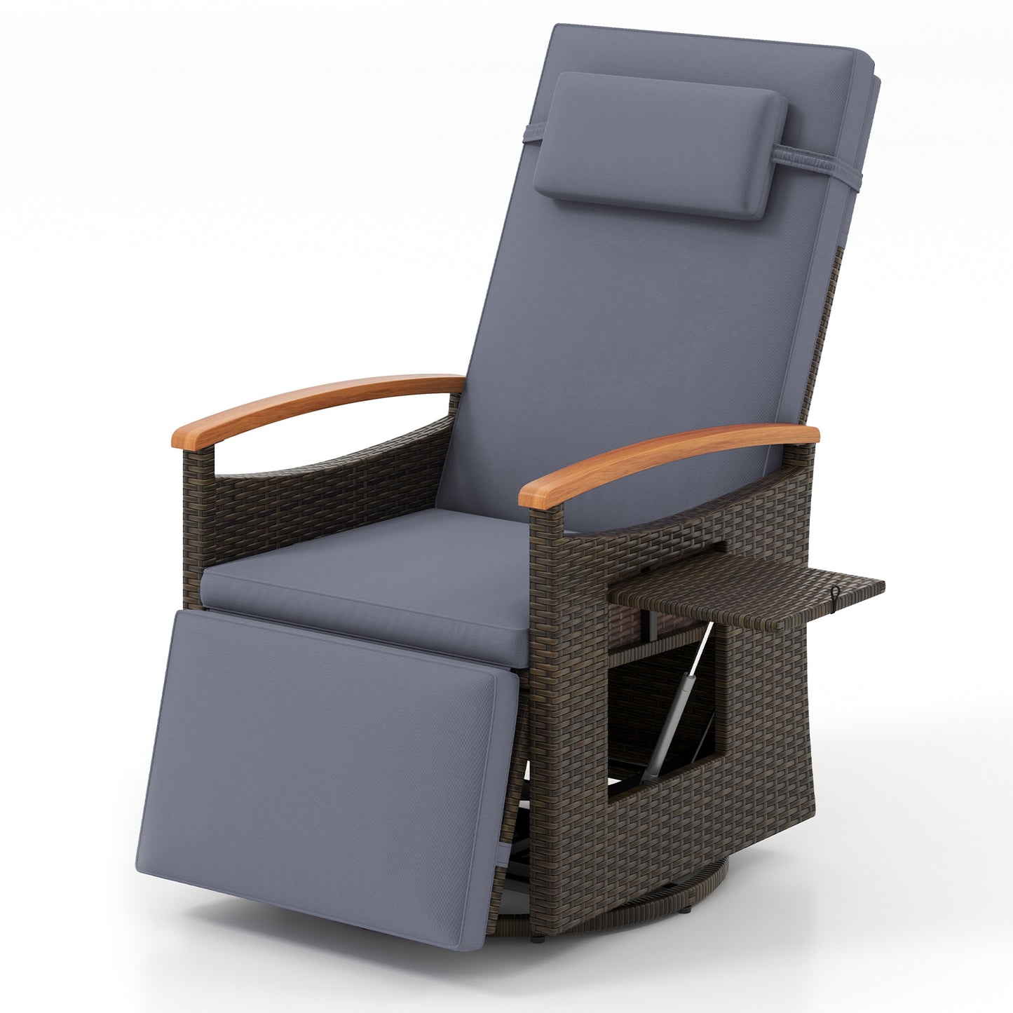 360° Swivel Recliner Chair with Adjustable Backrest & Footrest