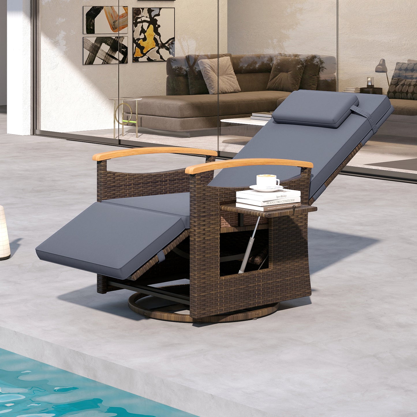 360° Swivel Recliner Chair with Adjustable Backrest & Footrest