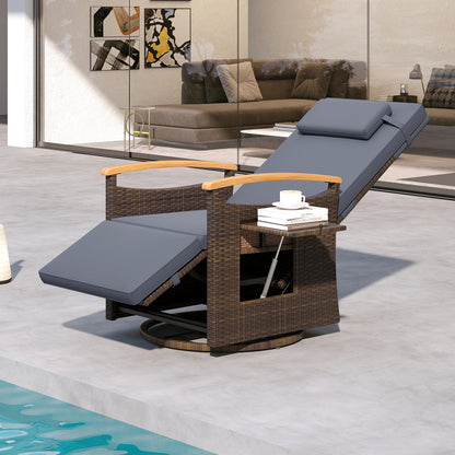 360° Swivel Recliner Chair with Adjustable Backrest & Footrest