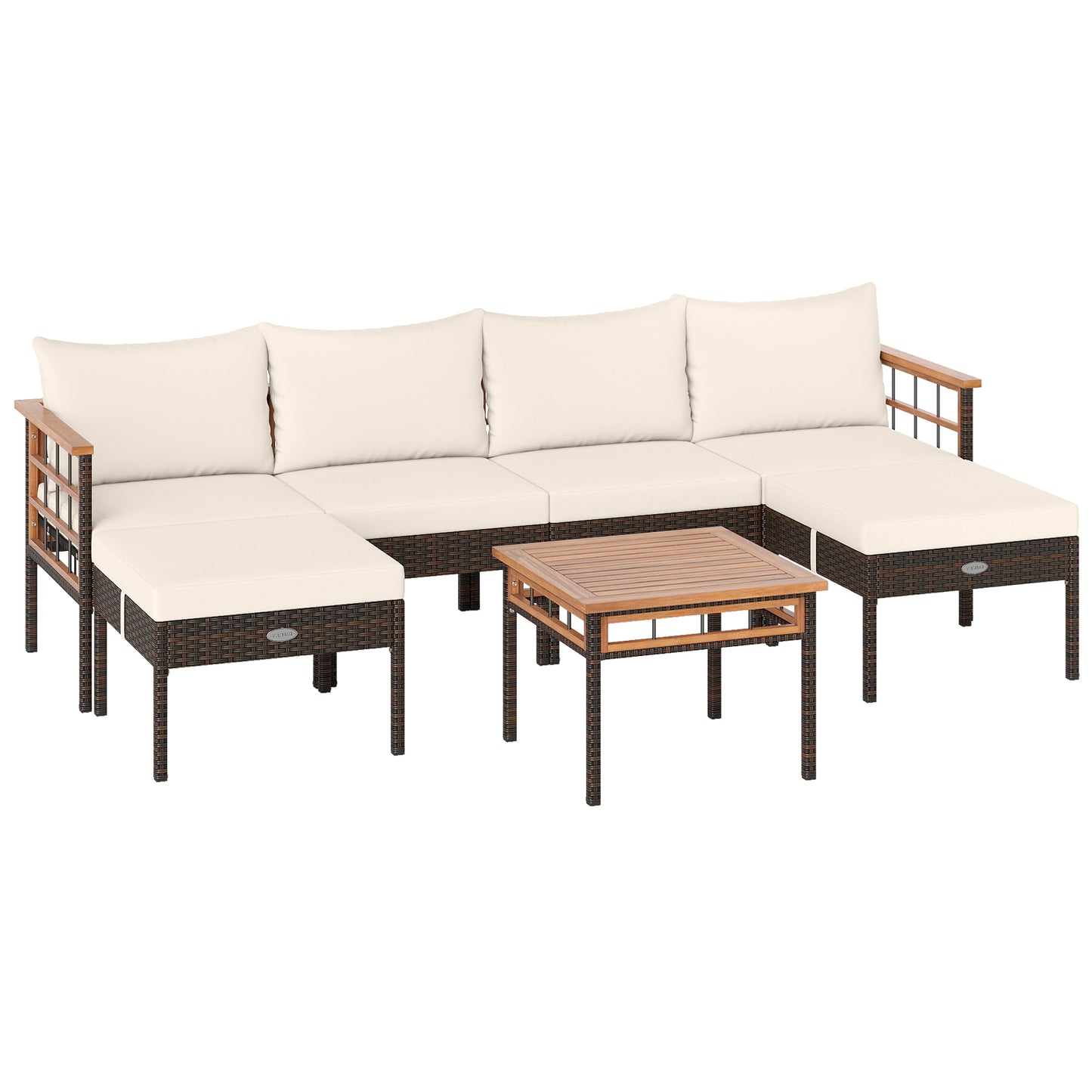 Patio Conversation Set with Ottomans and Side Table