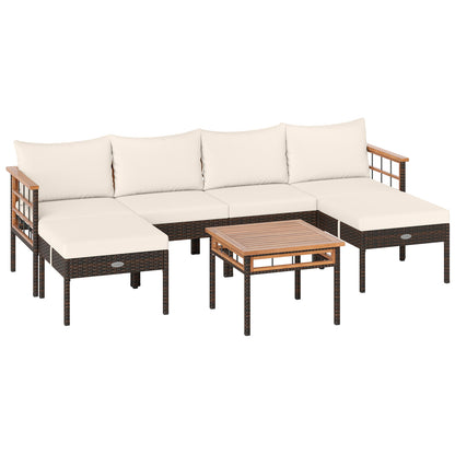 Patio Conversation Set with Ottomans and Side Table