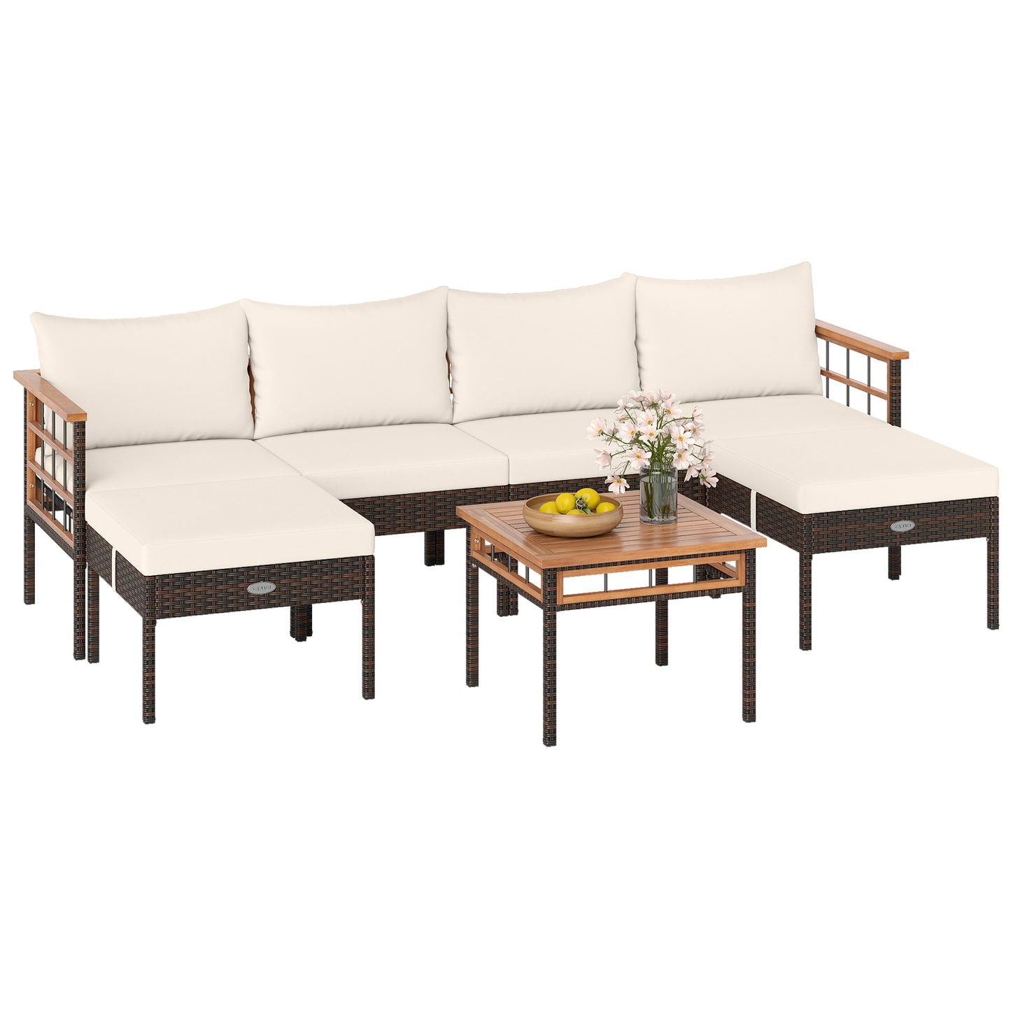 Patio Conversation Set with Ottomans and Side Table