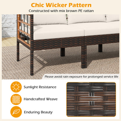 Patio Conversation Set with Ottomans and Side Table