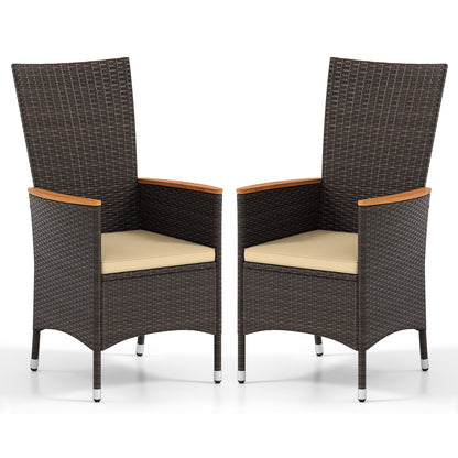 Outdoor Wicker Dining Chairs Set of 2 with High Backrest