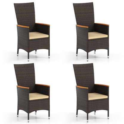 Outdoor Wicker Dining Chairs Set of 4 with High Backrest