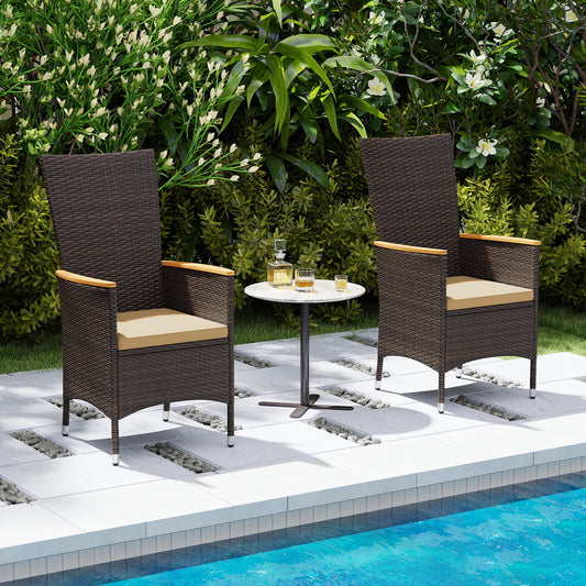 Outdoor Wicker Dining Chairs Set of 4 with High Backrest
