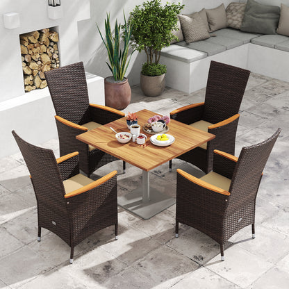 Outdoor Wicker Dining Chairs Set of 4 with High Backrest