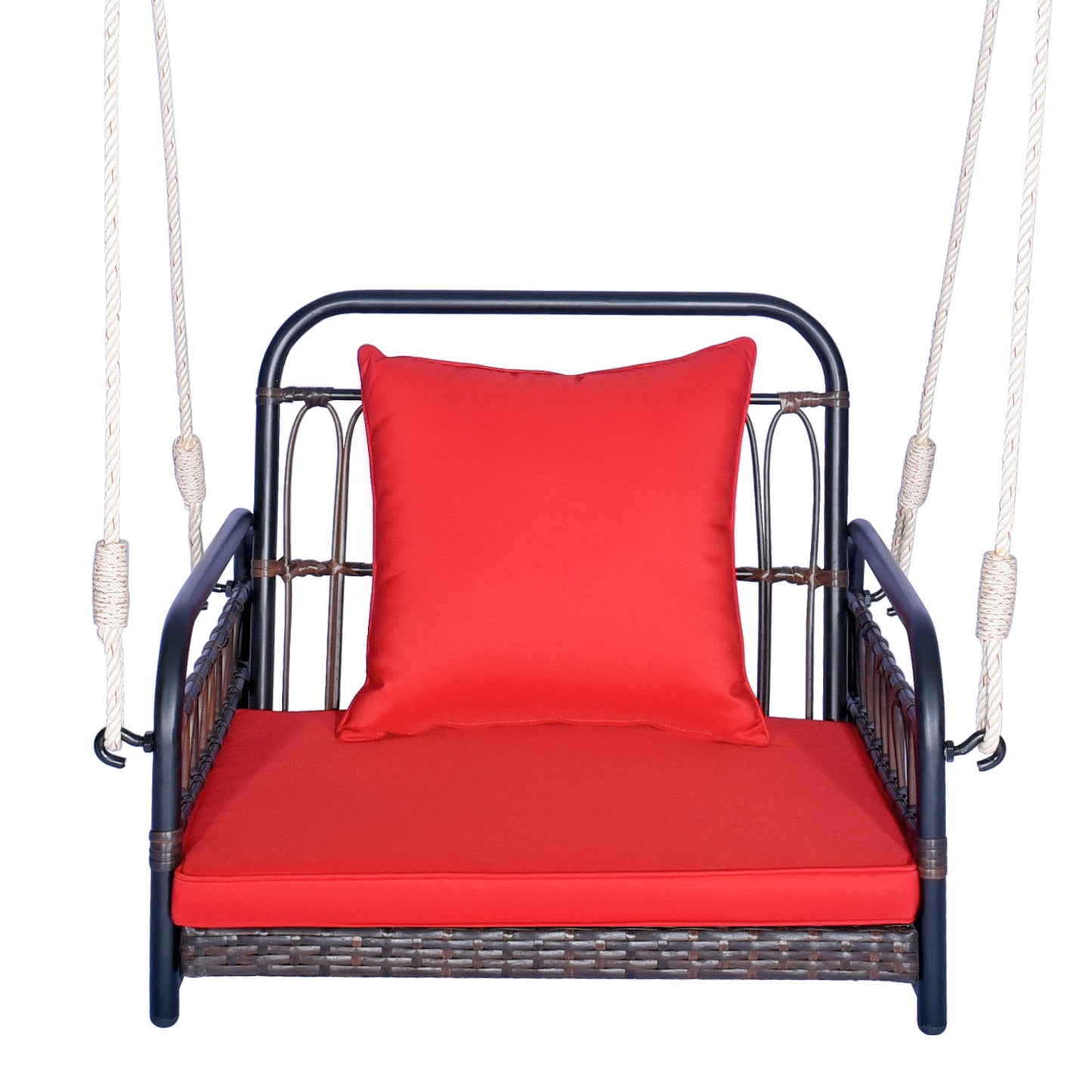 Rattan Porch Swing Chair with Cushion - 400 lb Capacity