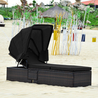 Outdoor Chaise Lounge with Canopy and Cushion