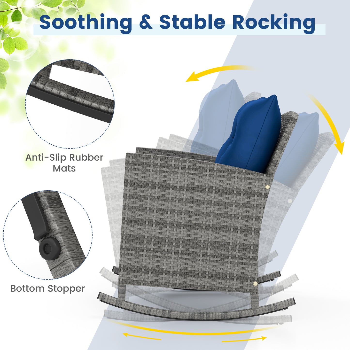 3-Piece Patio Rocking Chair Set with Glass Table