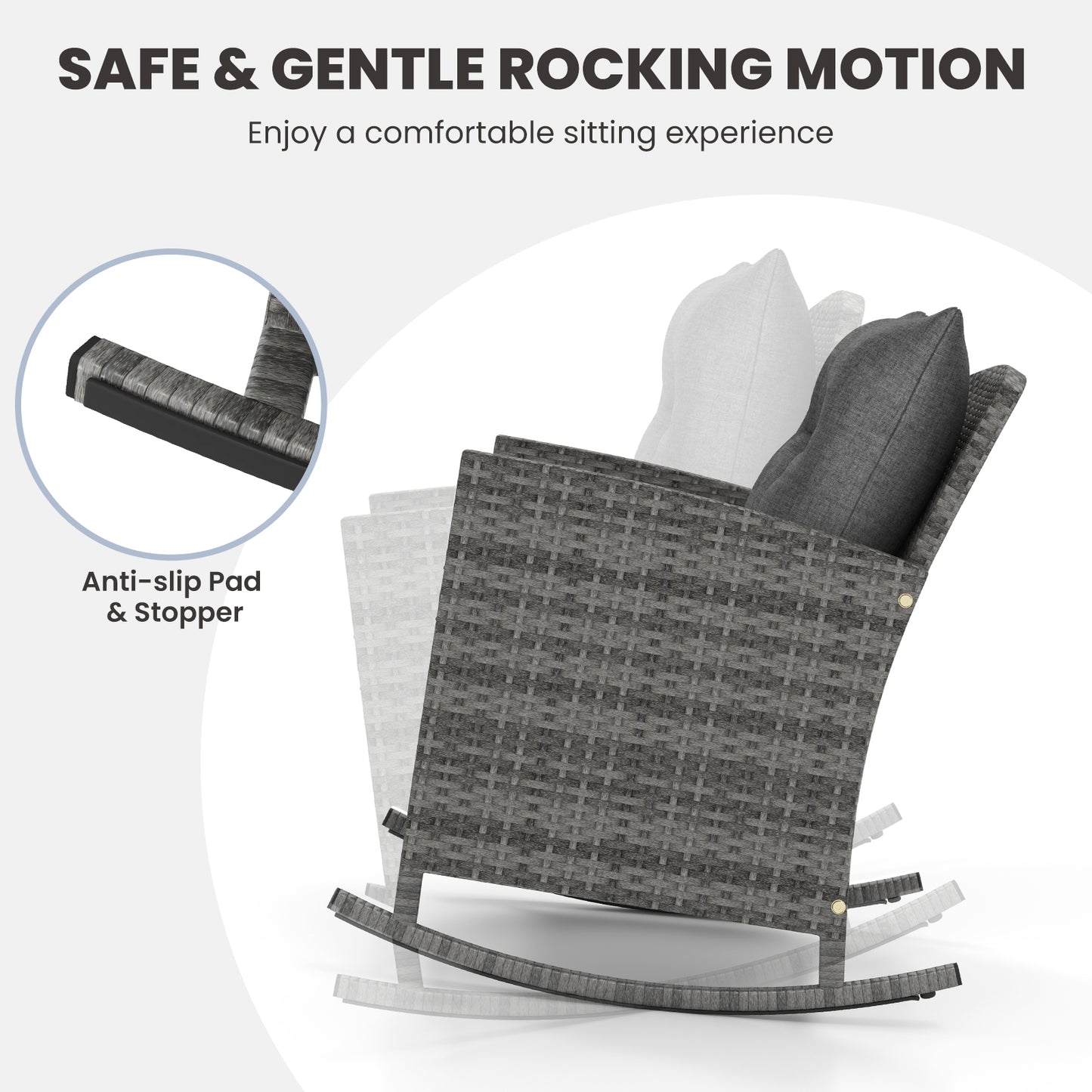 3-Piece Patio Rocking Chair Set with Glass Table