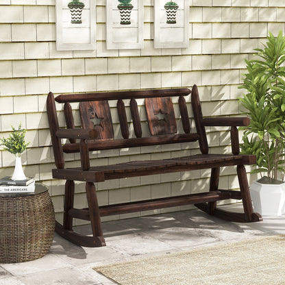 Double Rocking Bench 2-Person Loveseat with Ergonomic Seat