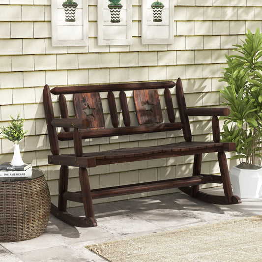 Double Rocking Bench 2-Person Loveseat with Ergonomic Seat