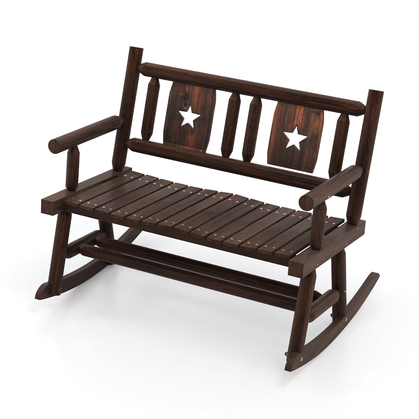 Double Rocking Bench 2-Person Loveseat with Ergonomic Seat