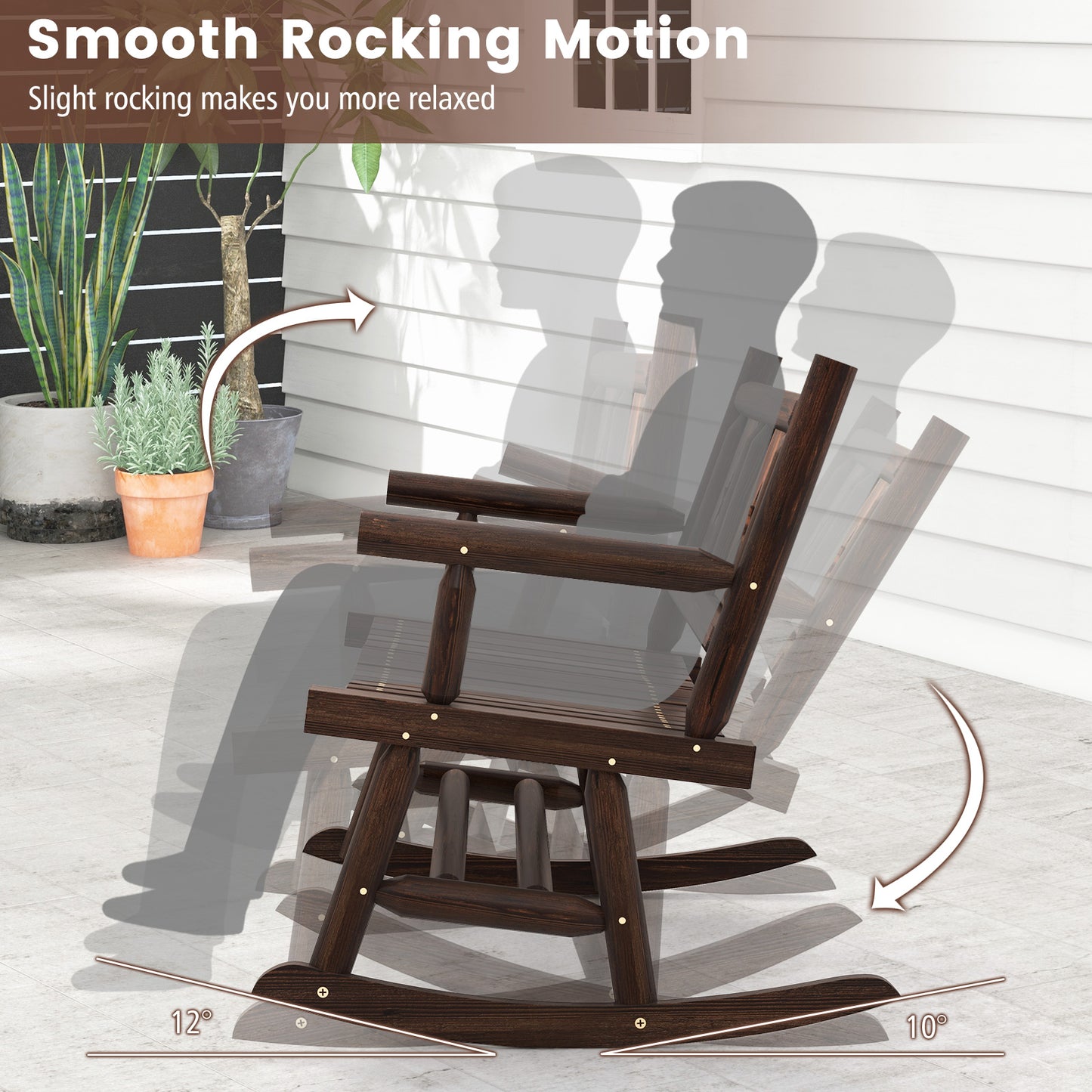 Double Rocking Bench 2-Person Loveseat with Ergonomic Seat