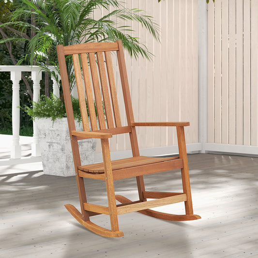 Hardwood Patio Rocking Chair with High Back