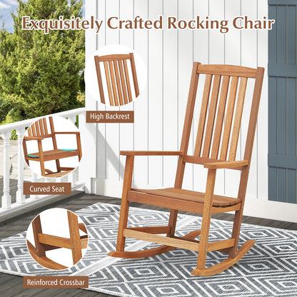 Hardwood Patio Rocking Chair with High Back