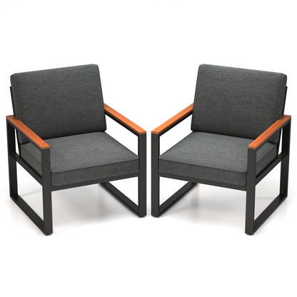 Aluminum Patio Armchairs Set of 2 with Cushions - Gray