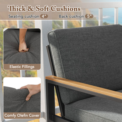 Aluminum Patio Armchairs Set of 2 with Cushions - Gray