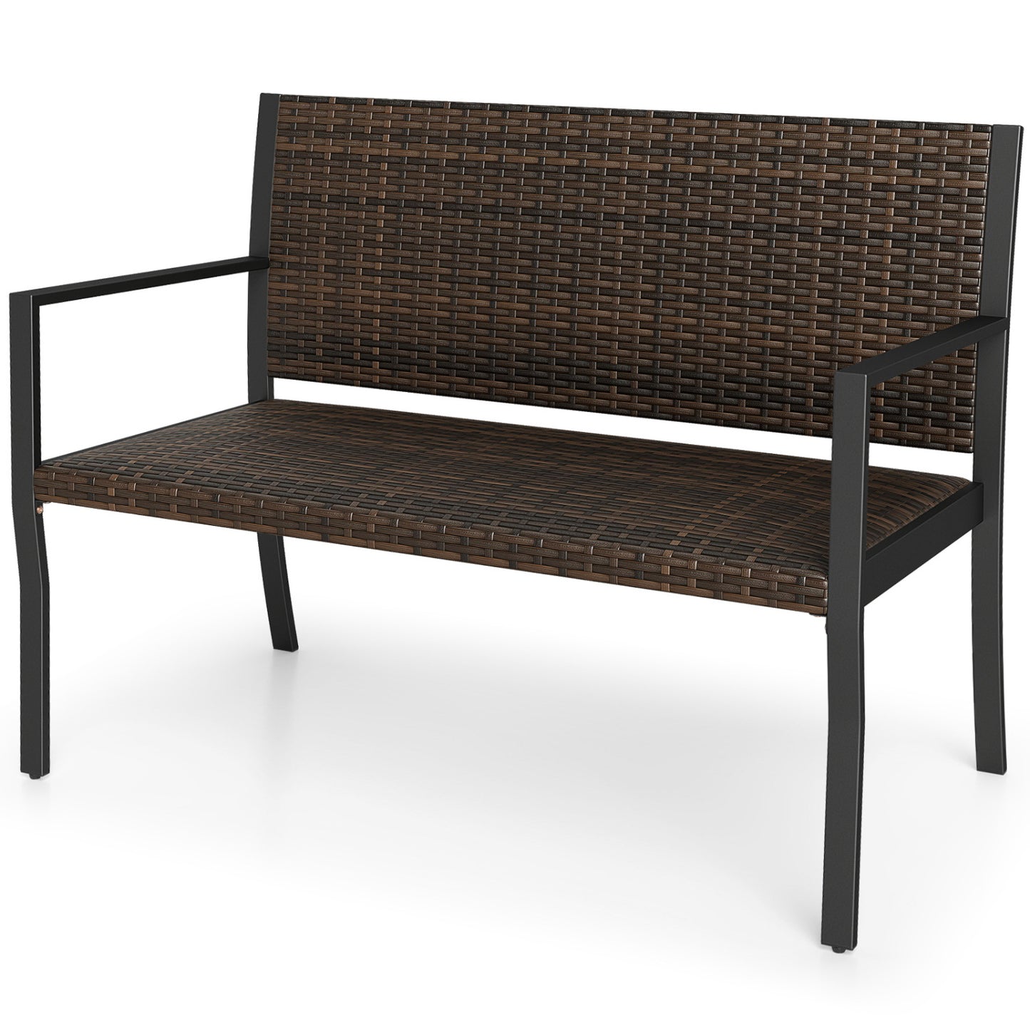 Outdoor Wicker Loveseat with Sponge Cushion - Mixed Brown Rattan