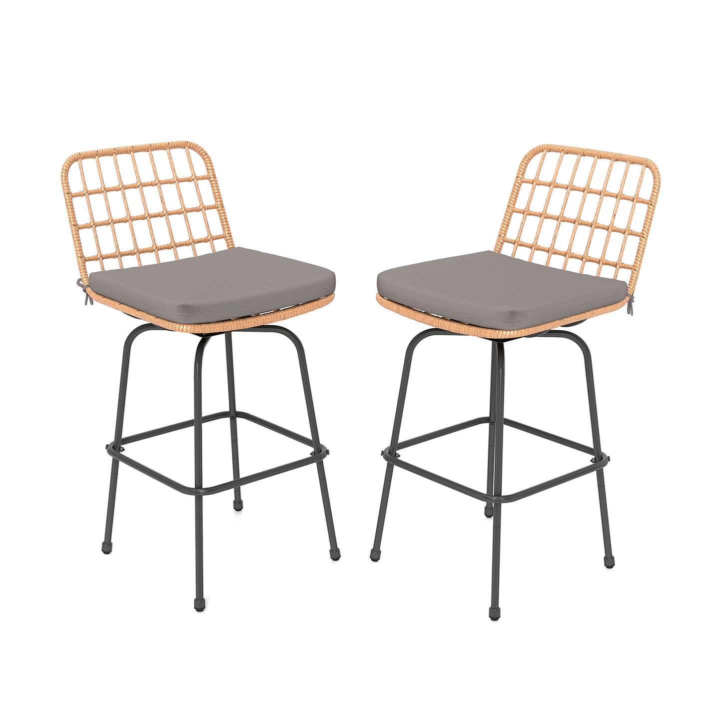 Swivel Patio Barstools Set of 2 with Cushions