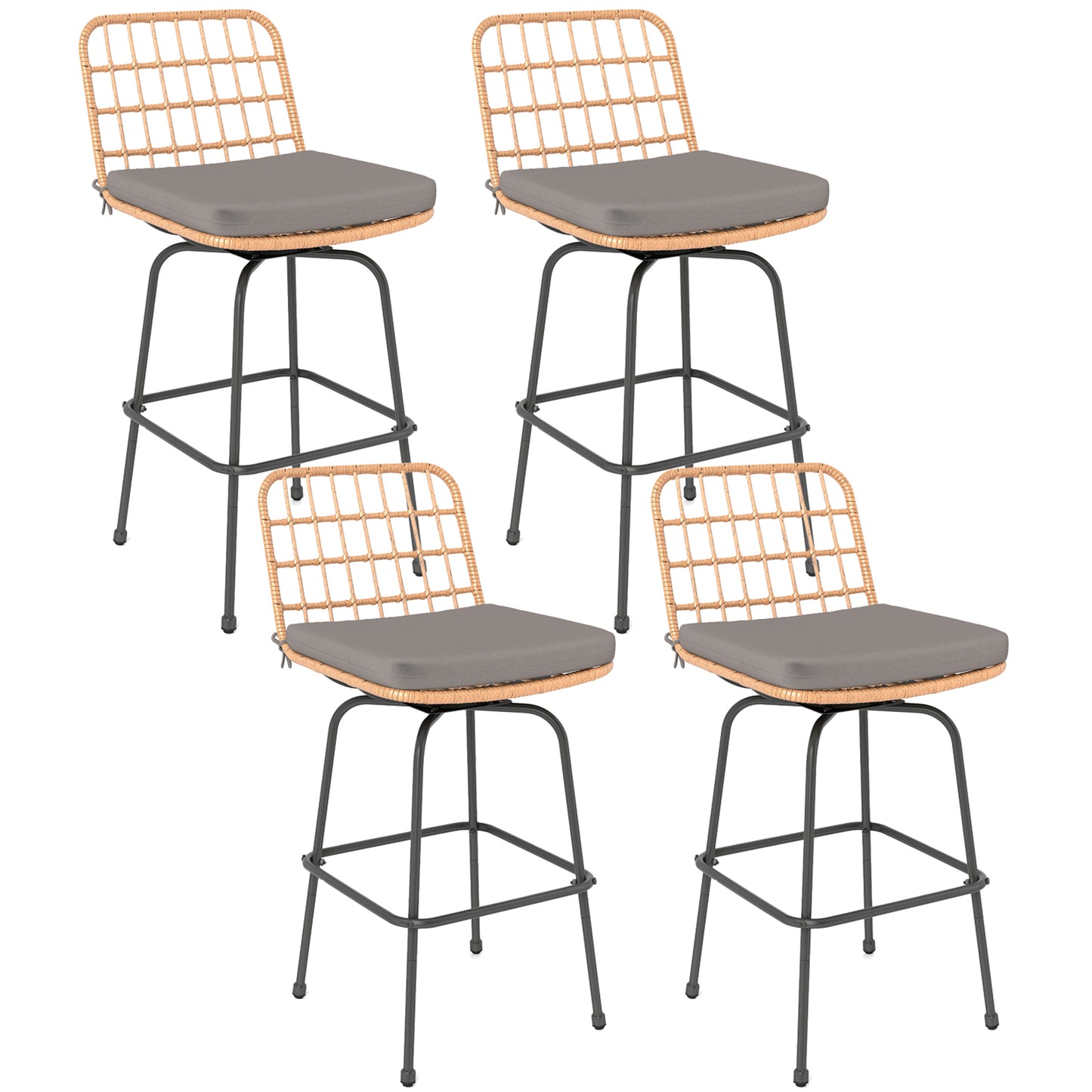 Swivel Patio Barstools Set of 2 with Cushions
