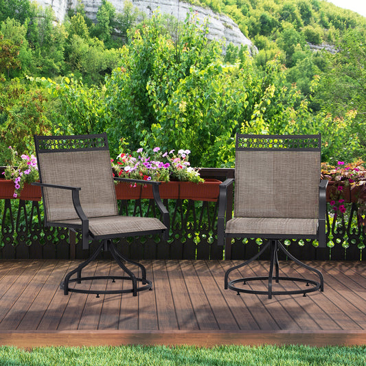 Swivel Patio Dining Chairs Set of 2 with Armrests