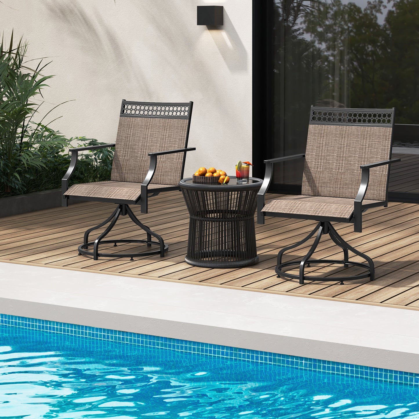 Swivel Patio Dining Chairs Set of 2 with Armrests