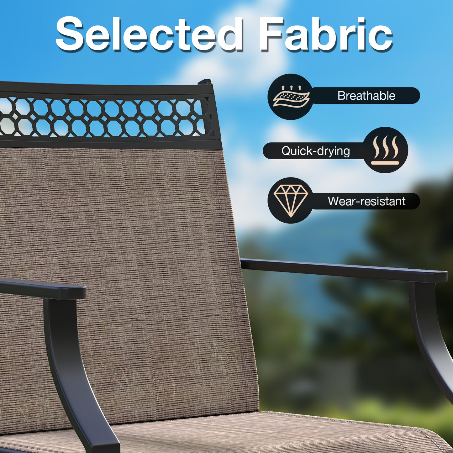 Swivel Patio Dining Chairs Set of 2 with Armrests