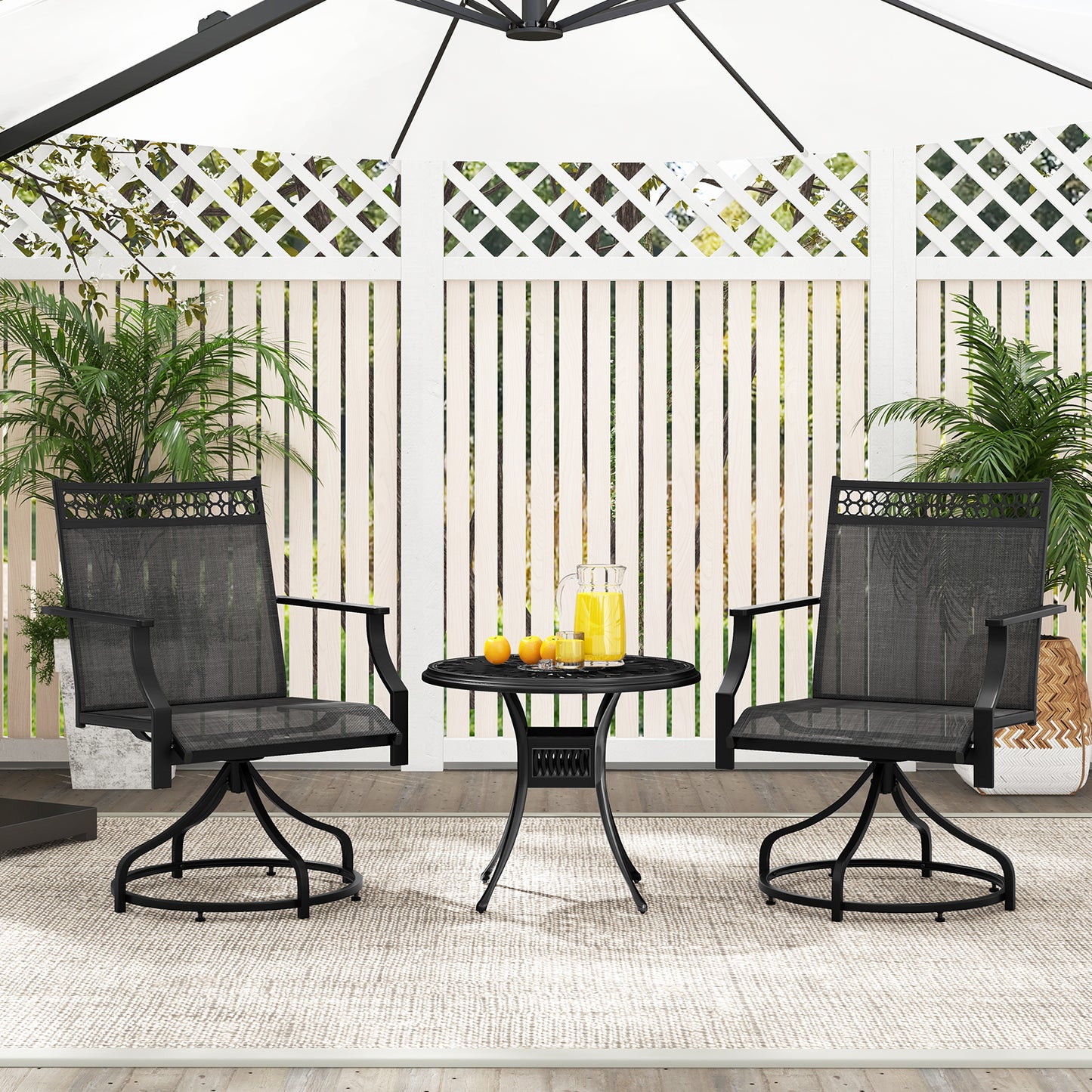 Swivel Patio Dining Chairs Set of 2 with Armrests