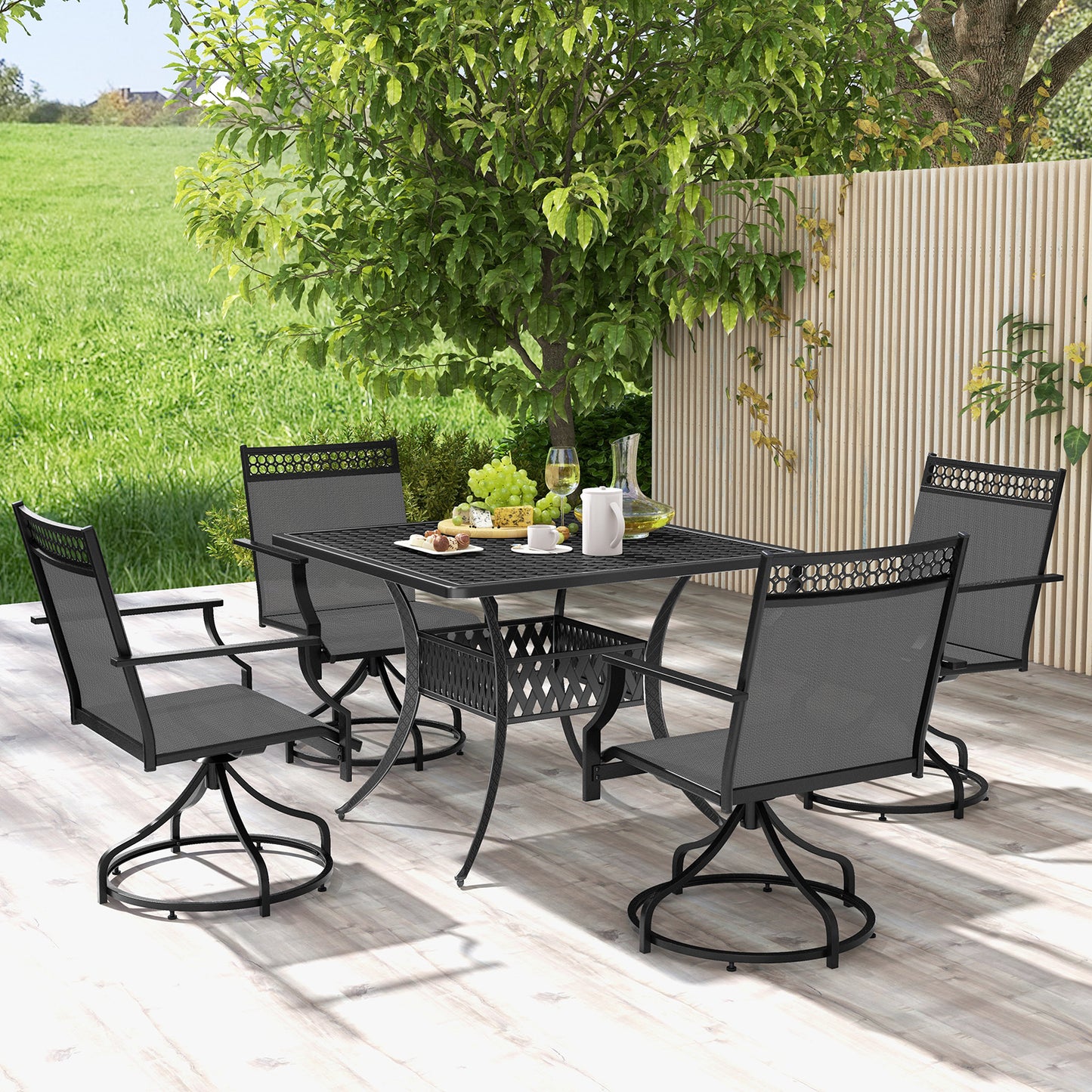 Swivel Patio Dining Chairs Set of 2 with Armrests