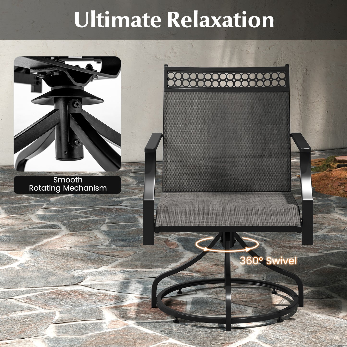 Swivel Patio Dining Chairs Set of 2 with Armrests