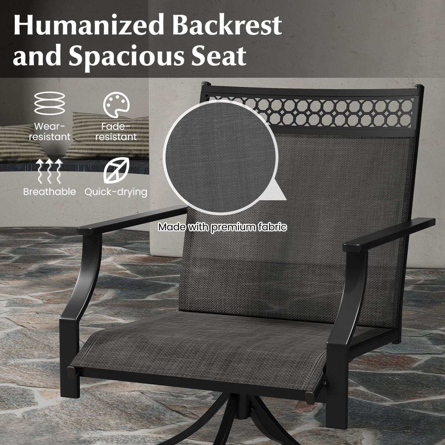 Swivel Patio Dining Chairs Set of 2 with Armrests