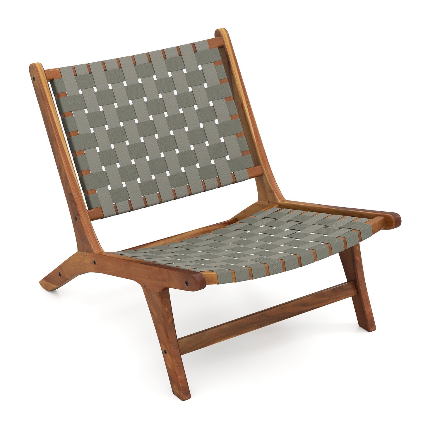 Teak Wood Patio Chair with Nylon Webbing Seat