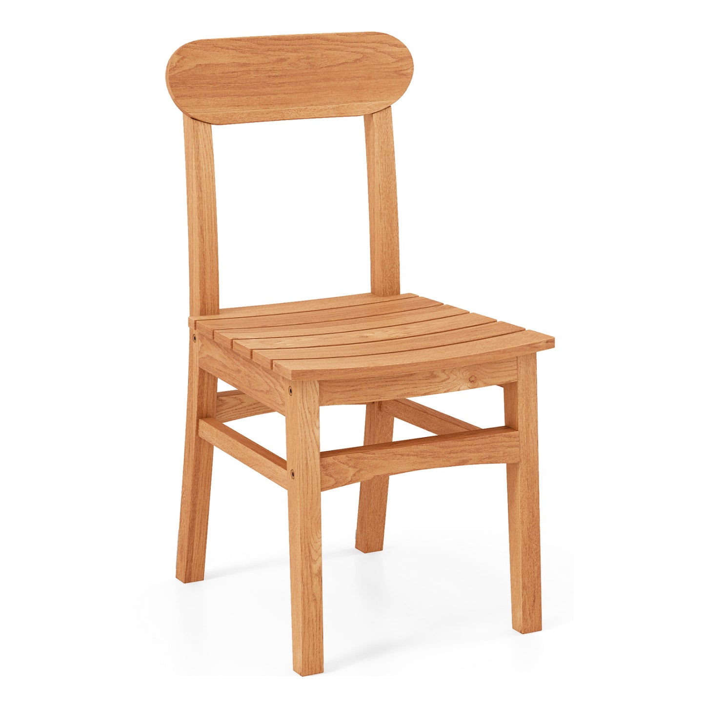 Teak Wood Armless Dining Chair with Slatted Seat