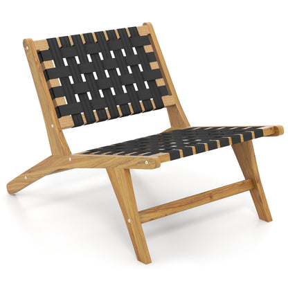Teak Wooden Patio Chair with Woven Webbing Seat