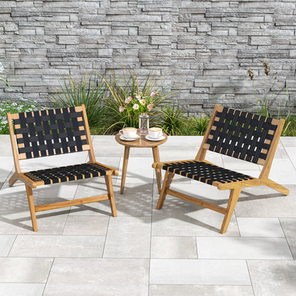 Teak Wooden Patio Chair with Woven Webbing Seat