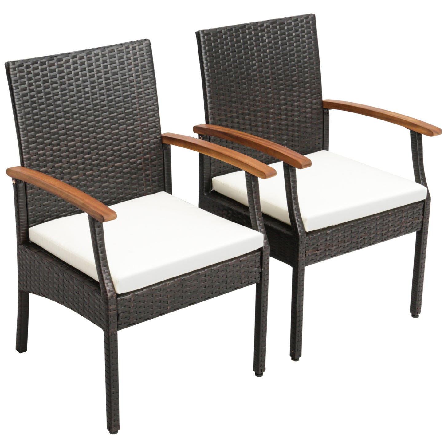 Wicker Patio Dining Chairs Set of 2 with Cushions