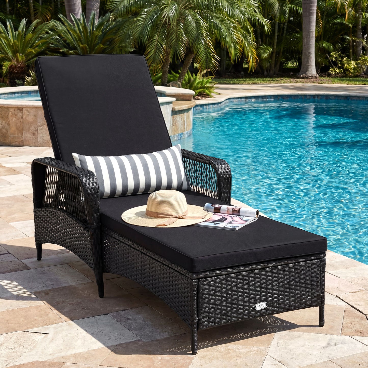 Adjustable Chaise Lounge Chair with Cushion & Pillow