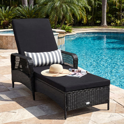Adjustable Chaise Lounge Chair with Cushion & Pillow
