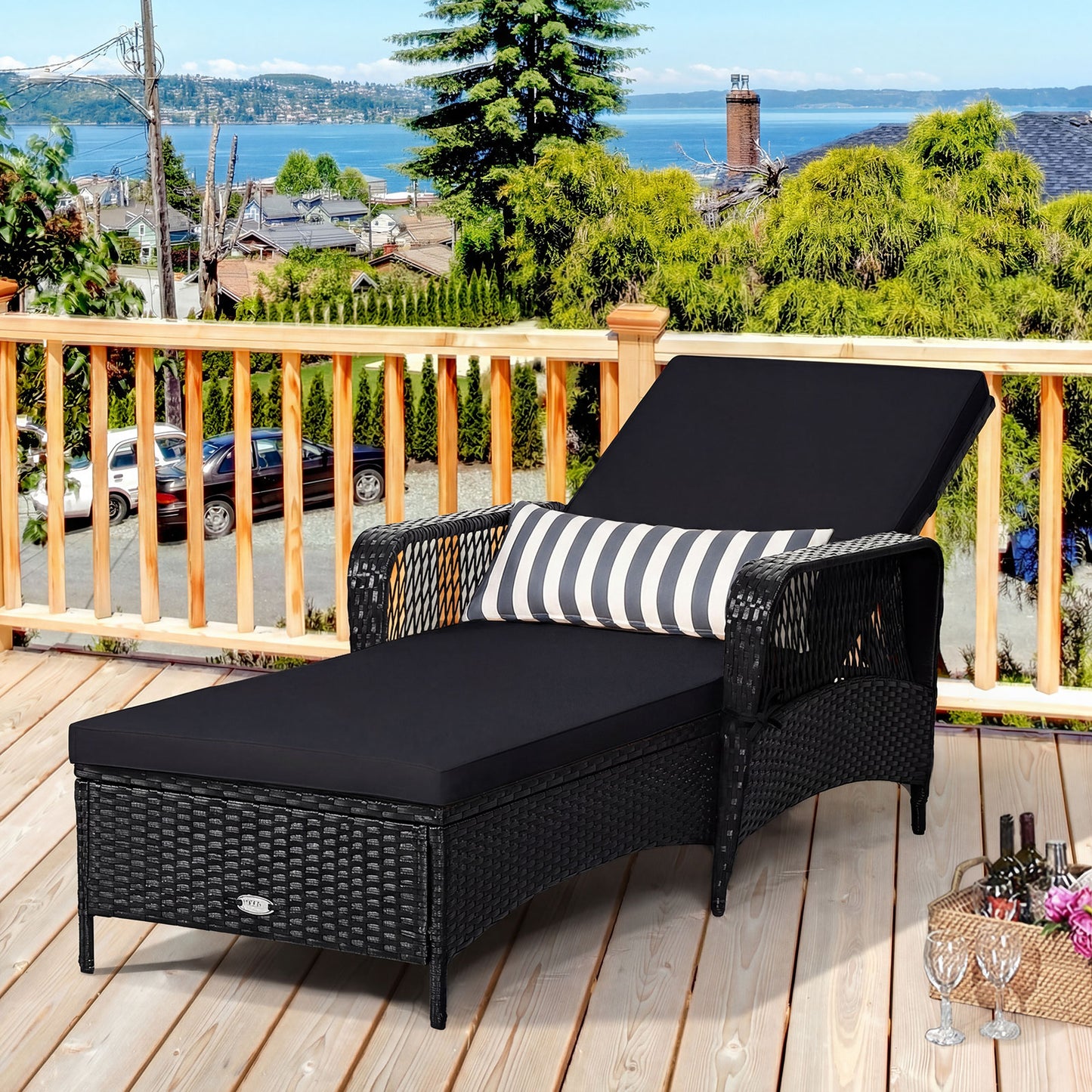 Adjustable Chaise Lounge Chair with Cushion & Pillow