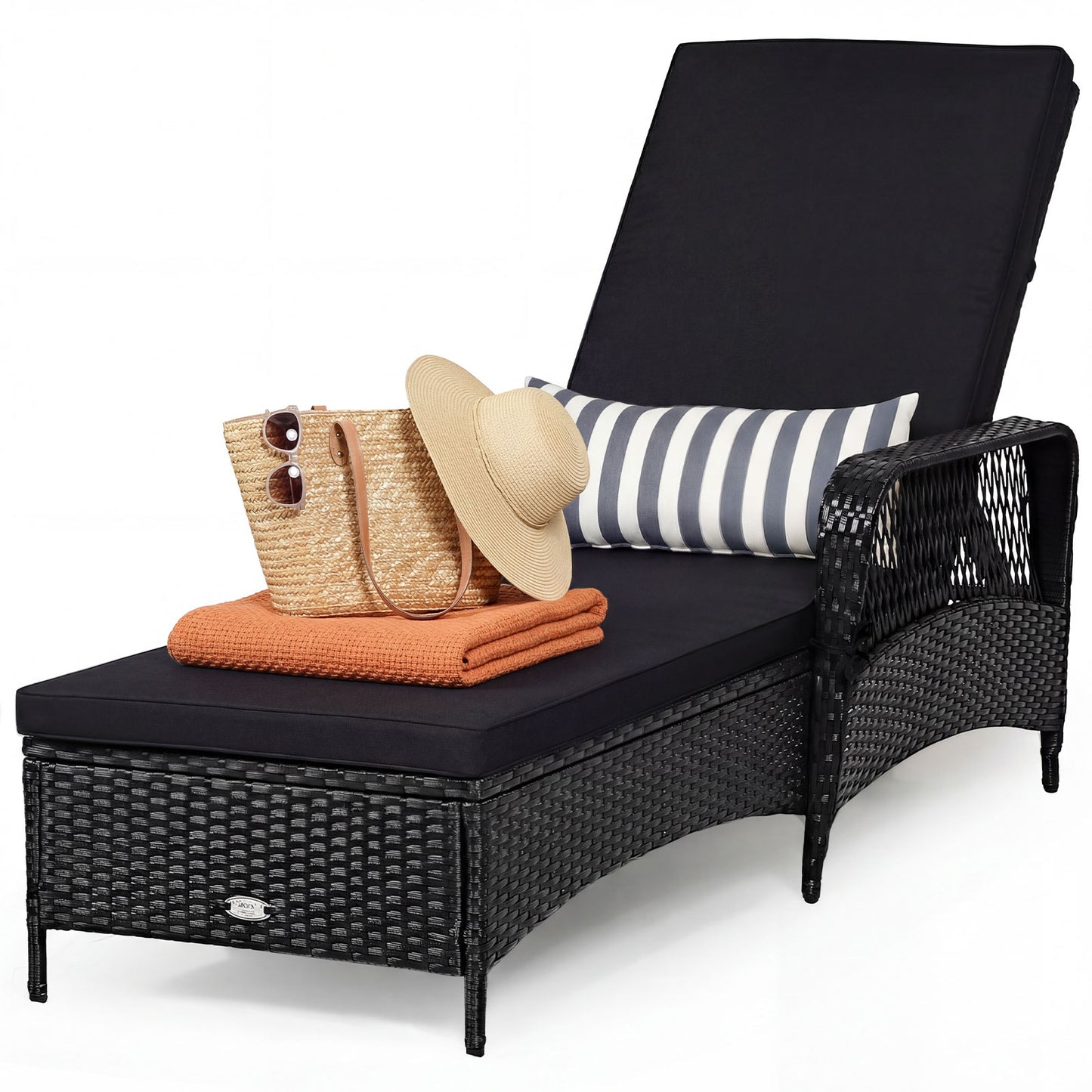 Adjustable Chaise Lounge Chair with Cushion & Pillow