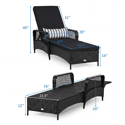 Adjustable Chaise Lounge Chair with Cushion & Pillow