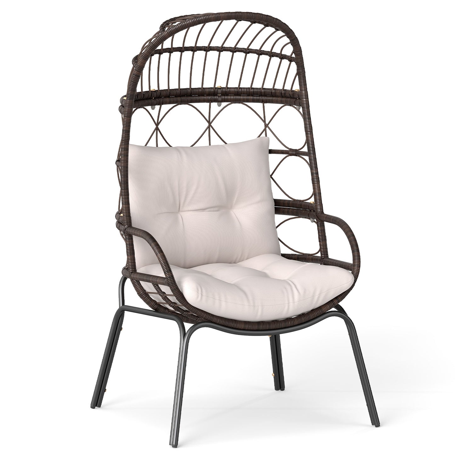Wicker Egg Chair with Cushions for Outdoor Patio