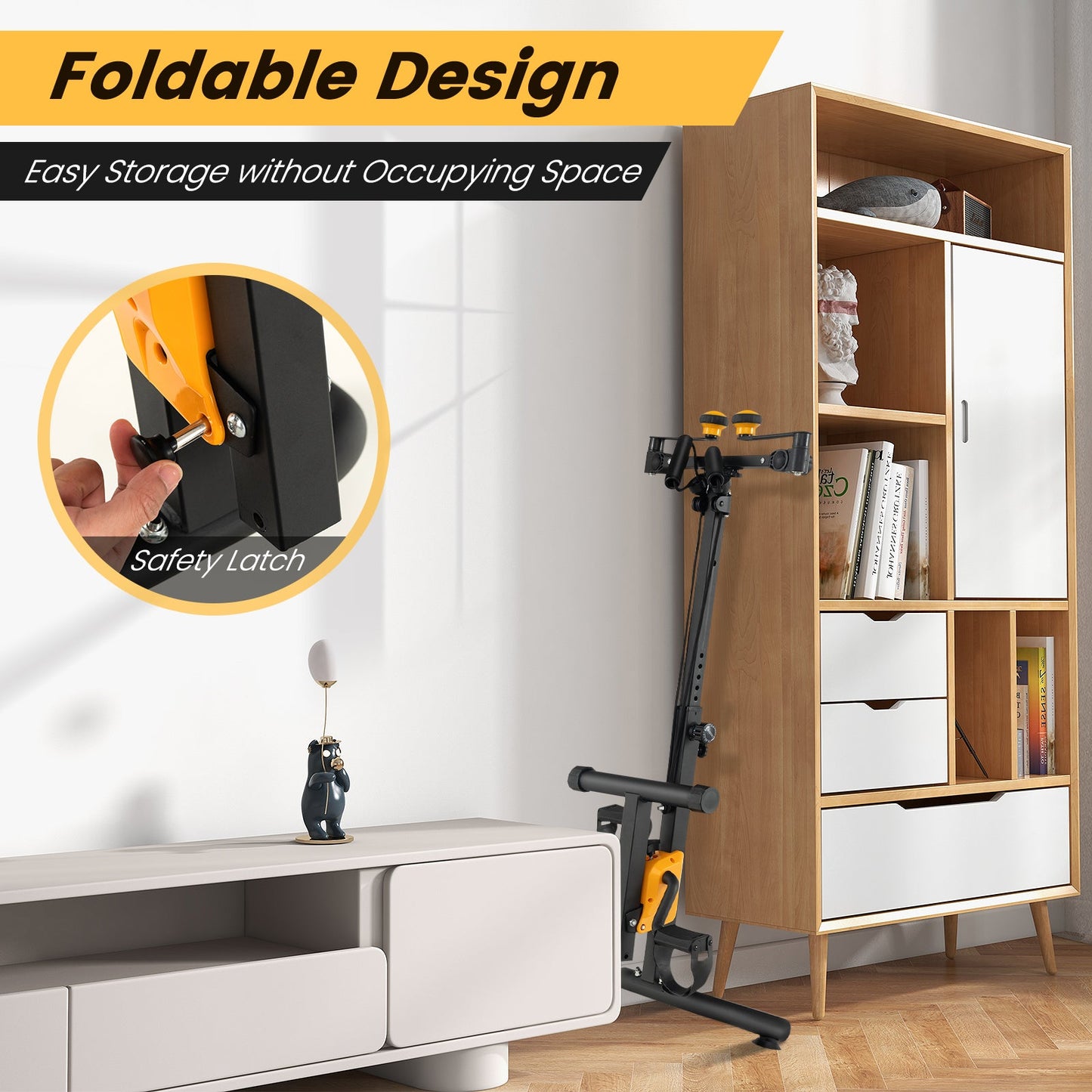 Pedal Exerciser with Adjustable Handgrip for Seniors-Yellow