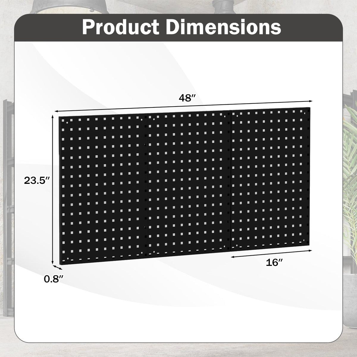 Wall-Mounted Pegboard Kit with 3 Pegboards for Garage Workshop