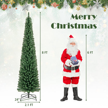 Pencil Christmas Tree with Memory Wire Branch Tips and Warm LED Lights