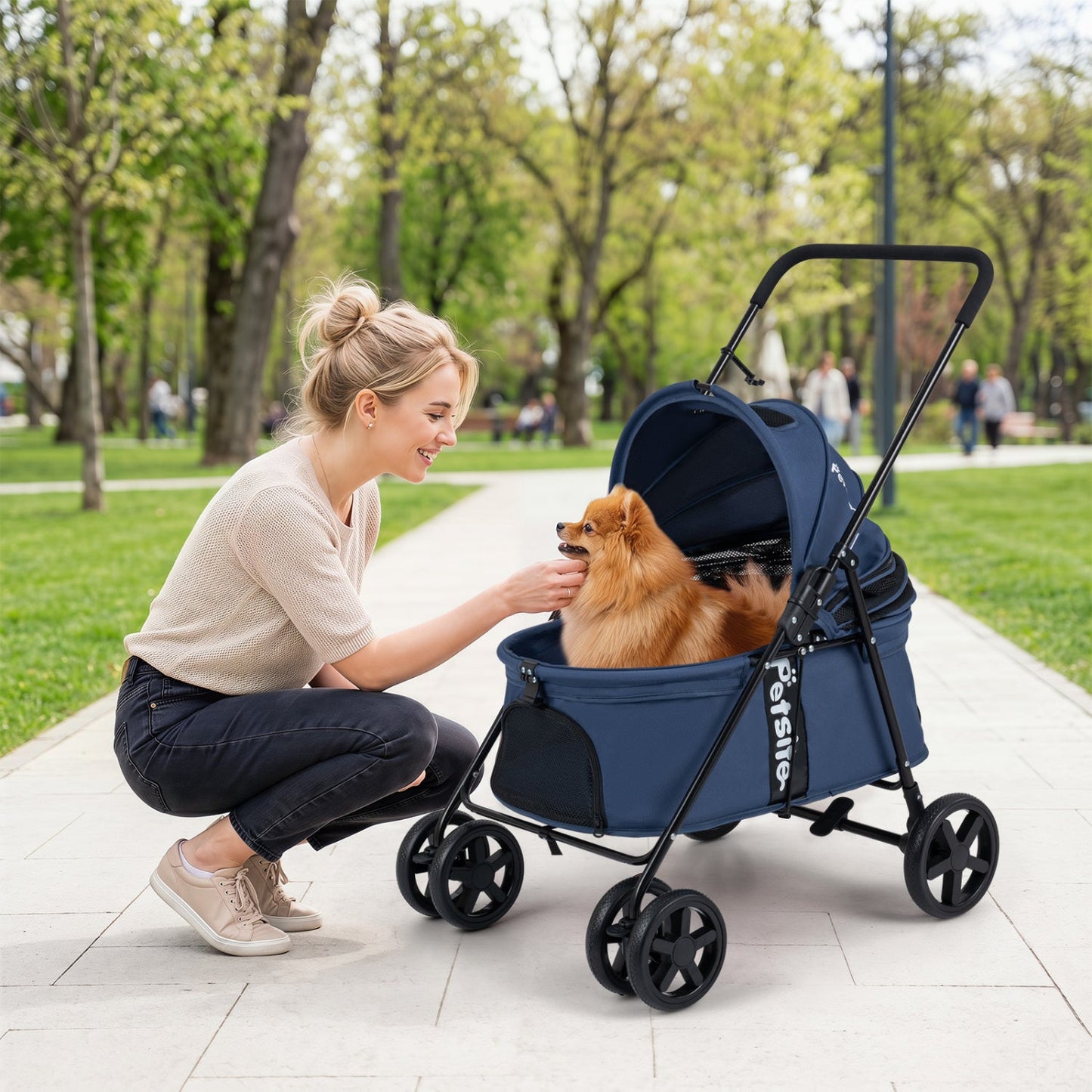 Foldable Pet Stroller for Small to Medium Dogs with Brake